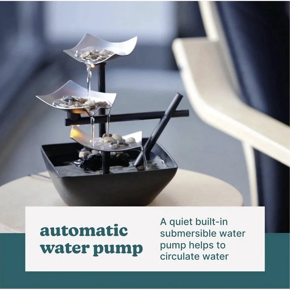 NIB HoMedics Silver Springs Envira Scape Illuminated Zen Relaxation Fountain 747